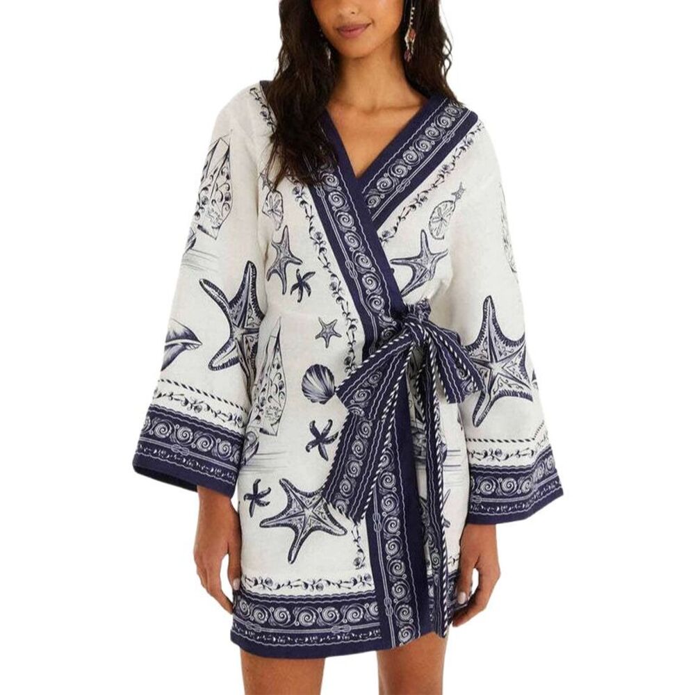 Amina Glam Womens Linen-Blend Mini Dress